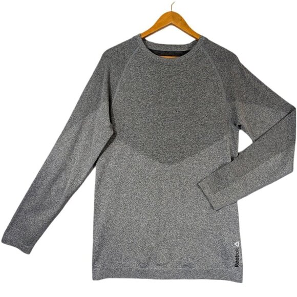 Reebok Speedwick Activewear Top Mens Medium Stretch Long Sleeve Gray Seamless - Picture 1 of 8